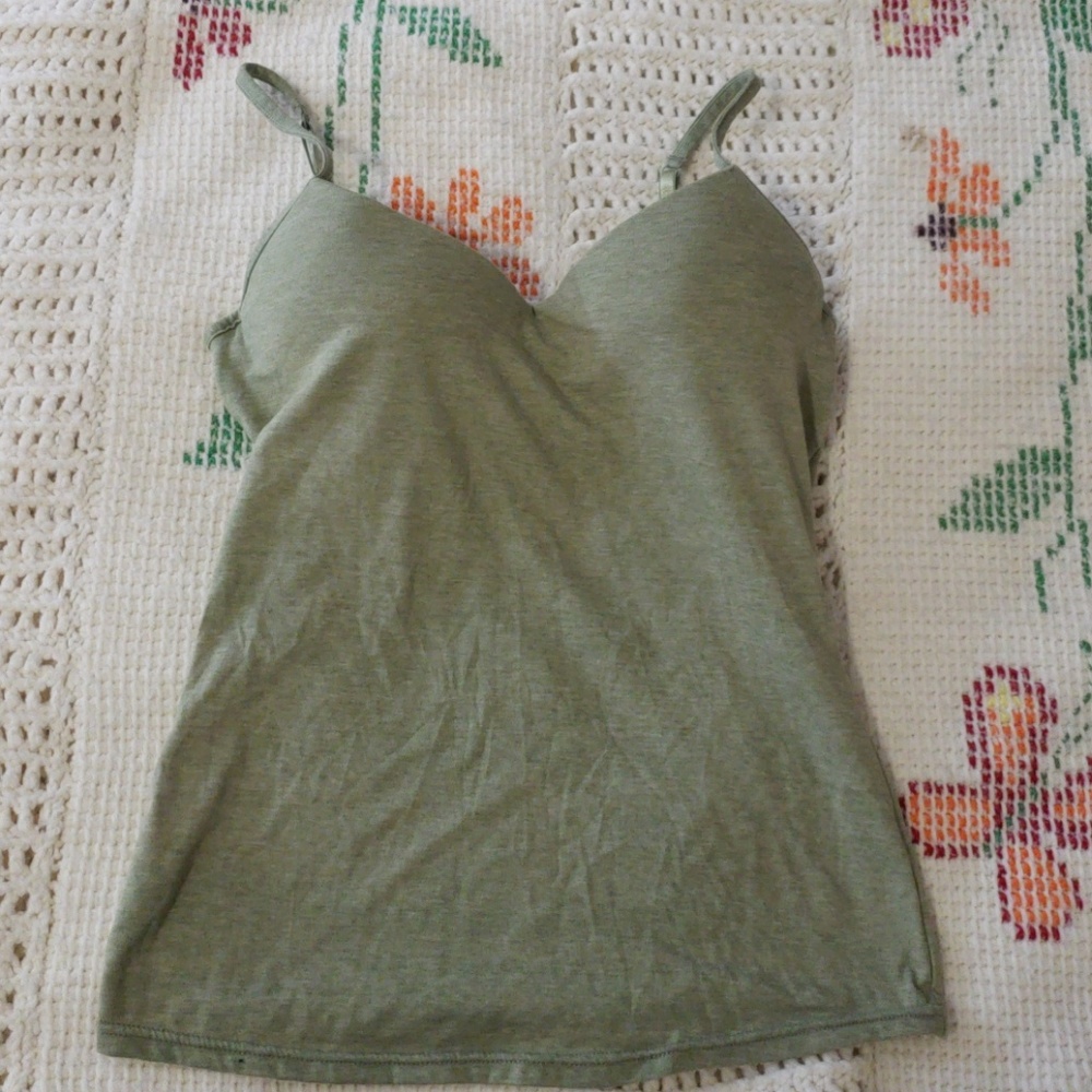 One step up green tank top